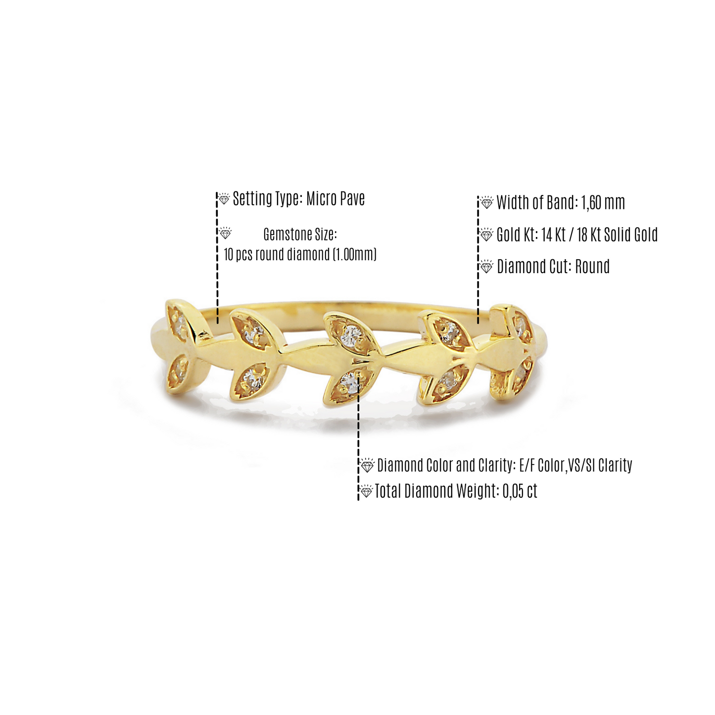 De Vliegende Vlinderring, Handgemaakte 14k 18k Massief Gouden Vleugelvormige Ring Met Witte Diamanten Halve Eeuwigheid