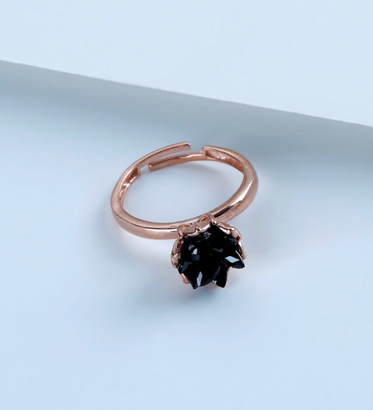 ZILVEREN LOTUS RING ZWART ZIRKONIA