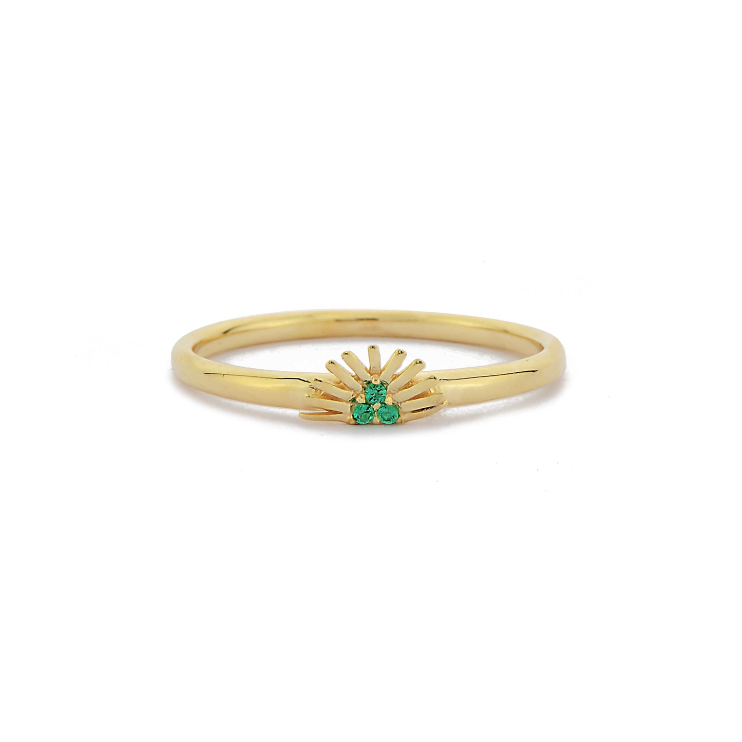 Trio Groene Smaragd Diamanten Massief Gouden Ring