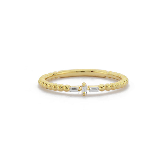 Diamanten Kralen Band Ring, Minimalistische Kruis Cluster Ring, Handgemaakte 14k Massief Gouden Symbolische Kruis Ring