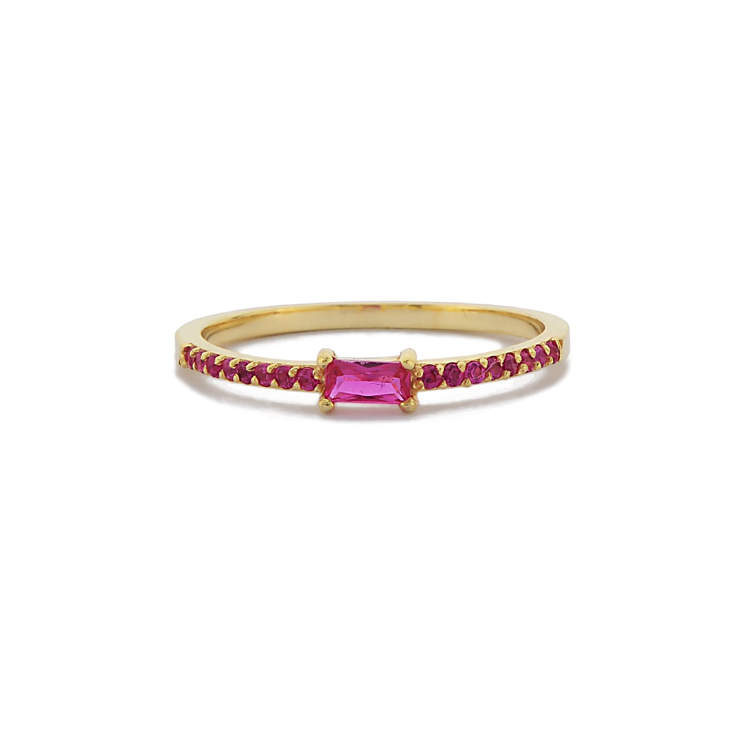 Stokbrood en Ronde Cluster Rode Robijn Ring Voor Verloving, Handgemaakte Halve Eeuwigheid Rode Robijn 14k Massief Gouden Ring