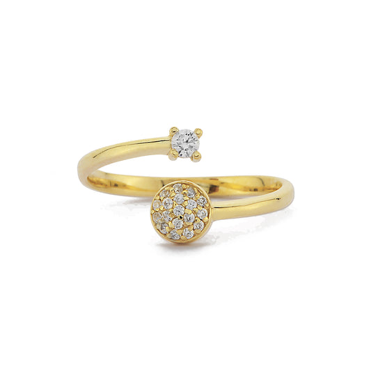 Balvormige Cluster Diamanten Verstelbare Gouden Ring Bezet Met Diamanten