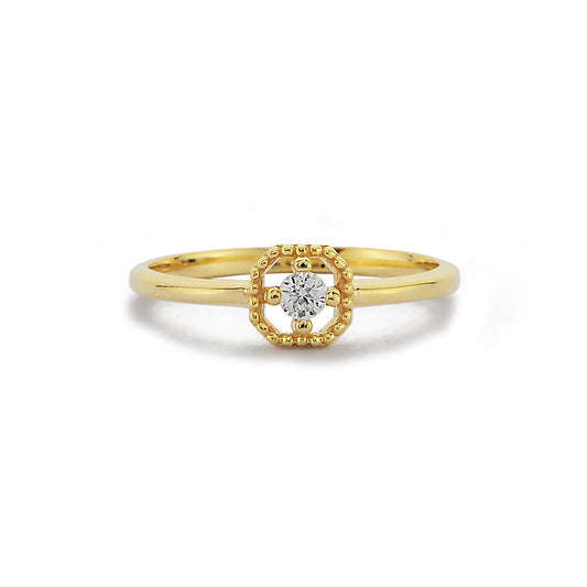 Kralen Diamanten Massief Gouden Ring, Minimalistische 14k Massief Gouden Verlovingsring, Kleine Diamanten Trouwring