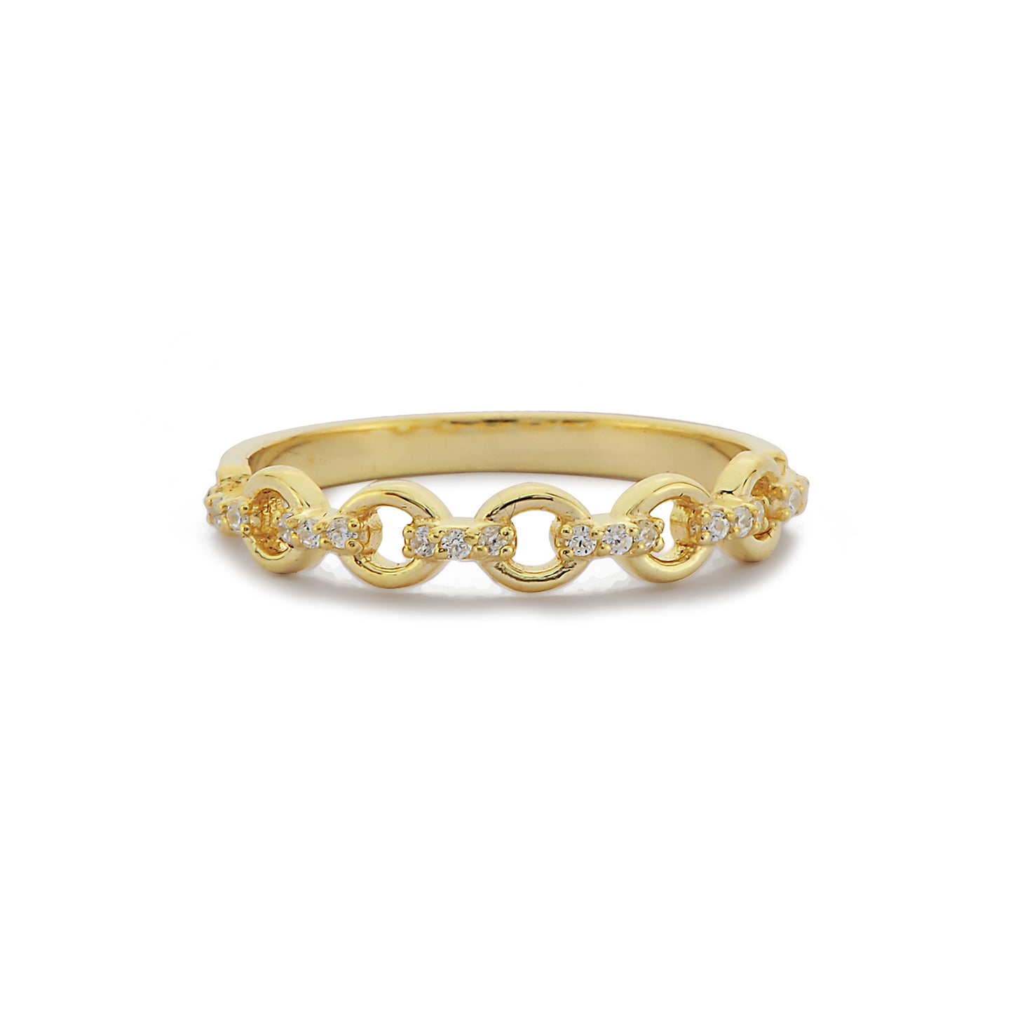 Cuban Chain Diamond Gold Ring / Handmade Chain Link / 14k & 18k Solid Gold Stackable Ring / Dainty and Minimalist Diamond Ring / Trend Ring