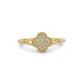 Klavertje Vier Vormige Diamanten Ring, Handgemaakte Gevlochten Gebogen Cluster Massief Gouden Ring, Gedraaide Vorm Belofte Ring