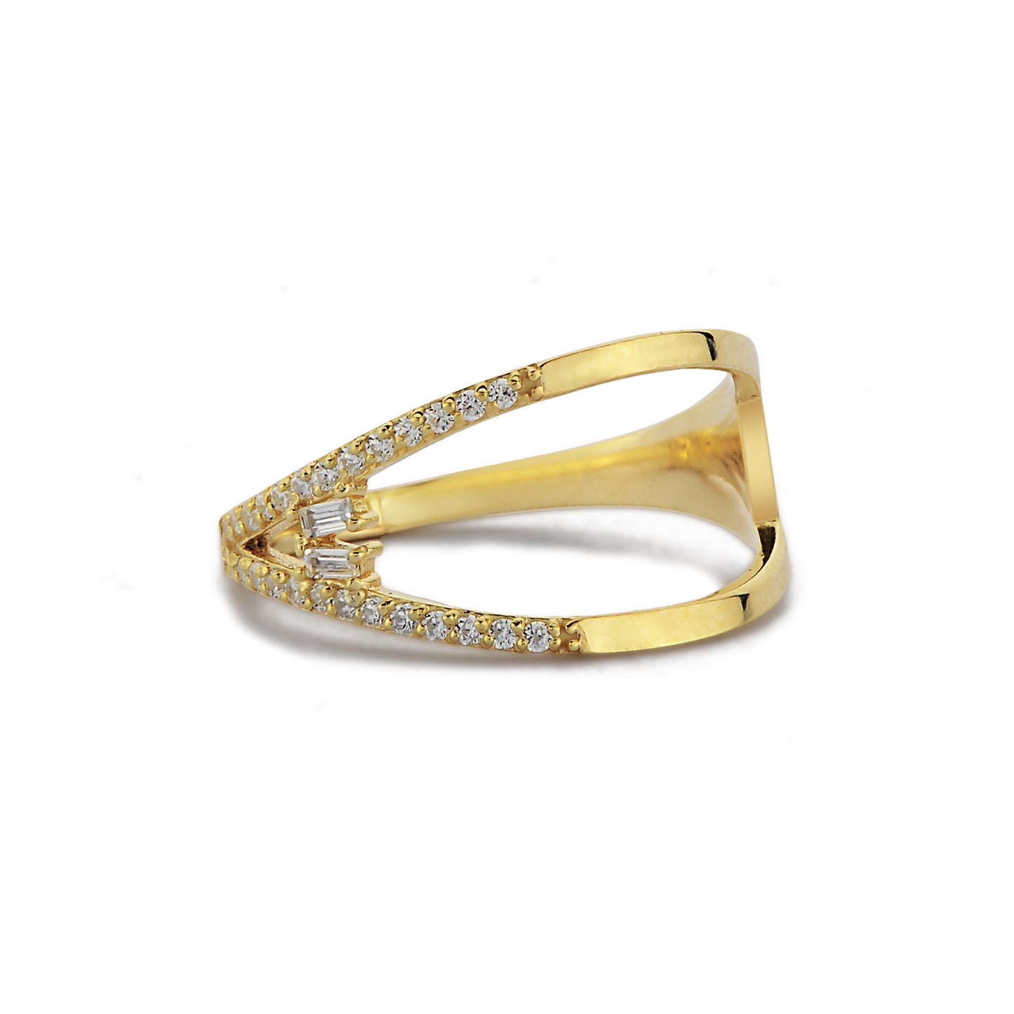Dubbele Band Diamanten Ring, Cluster Stokbrood en Ronde Diamanten Ring Handgemaakte 14k 18k Massief Gouden Ring