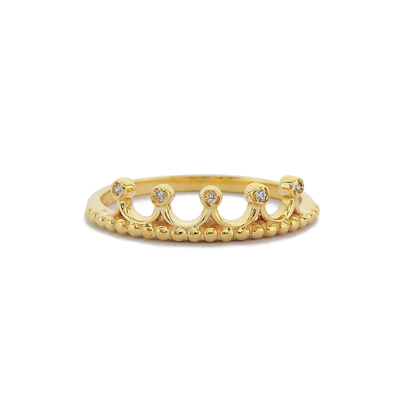 Prinses Tiara Kroon Belofte Ring, Kroon Vormige Diamanten Ring, Handgemaakte 14k Massief Gouden Quenn Tiara Diamanten Band Ring