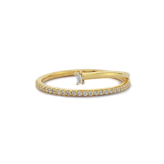 Stokbrood en Ronde Cluster Diamanten Gouden Ring, Versterker Diamanten Band Ring Bruiloft, op Maat Gemaakte Handgemaakte 14k Massief Gouden Ring