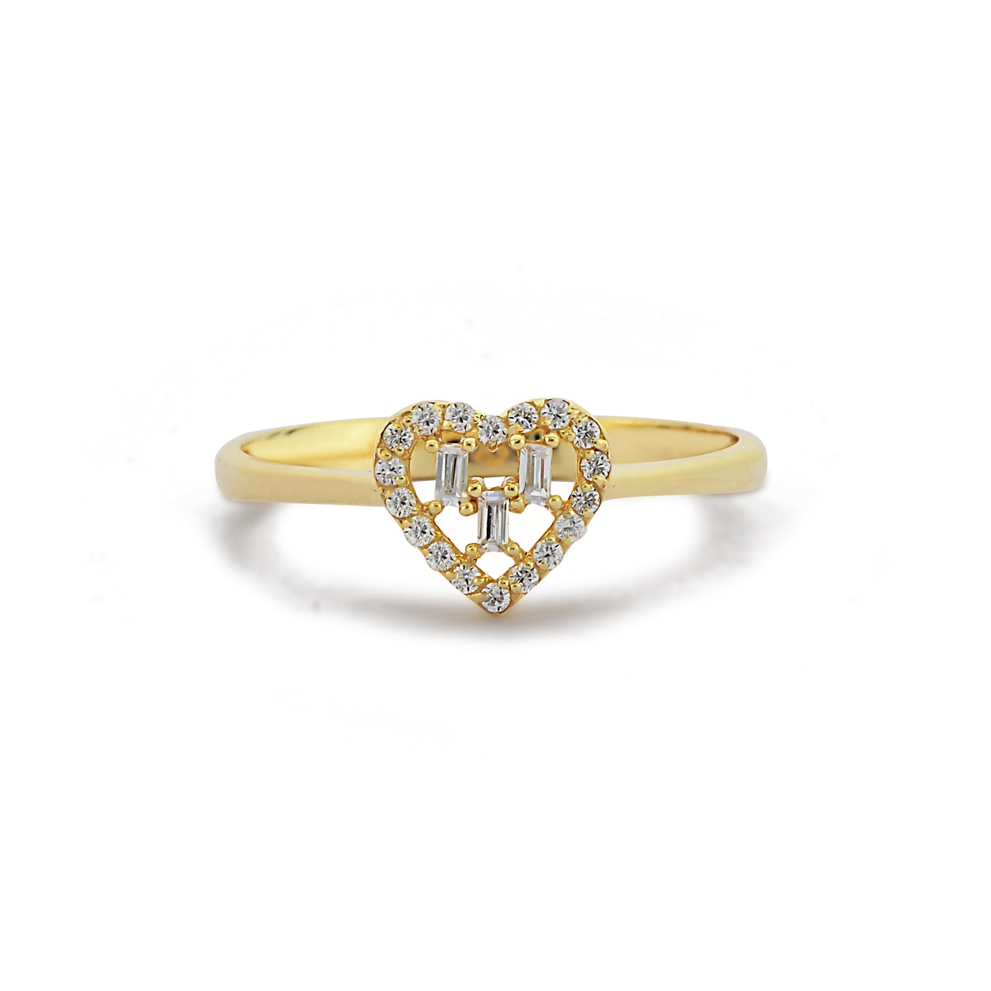 Hartvormige Diamanten Valentijnsring, Cluster Diamanten Stokbrood En Ronde Gemengde Ring, Handgemaakte 14k Gouden Verlovingsring