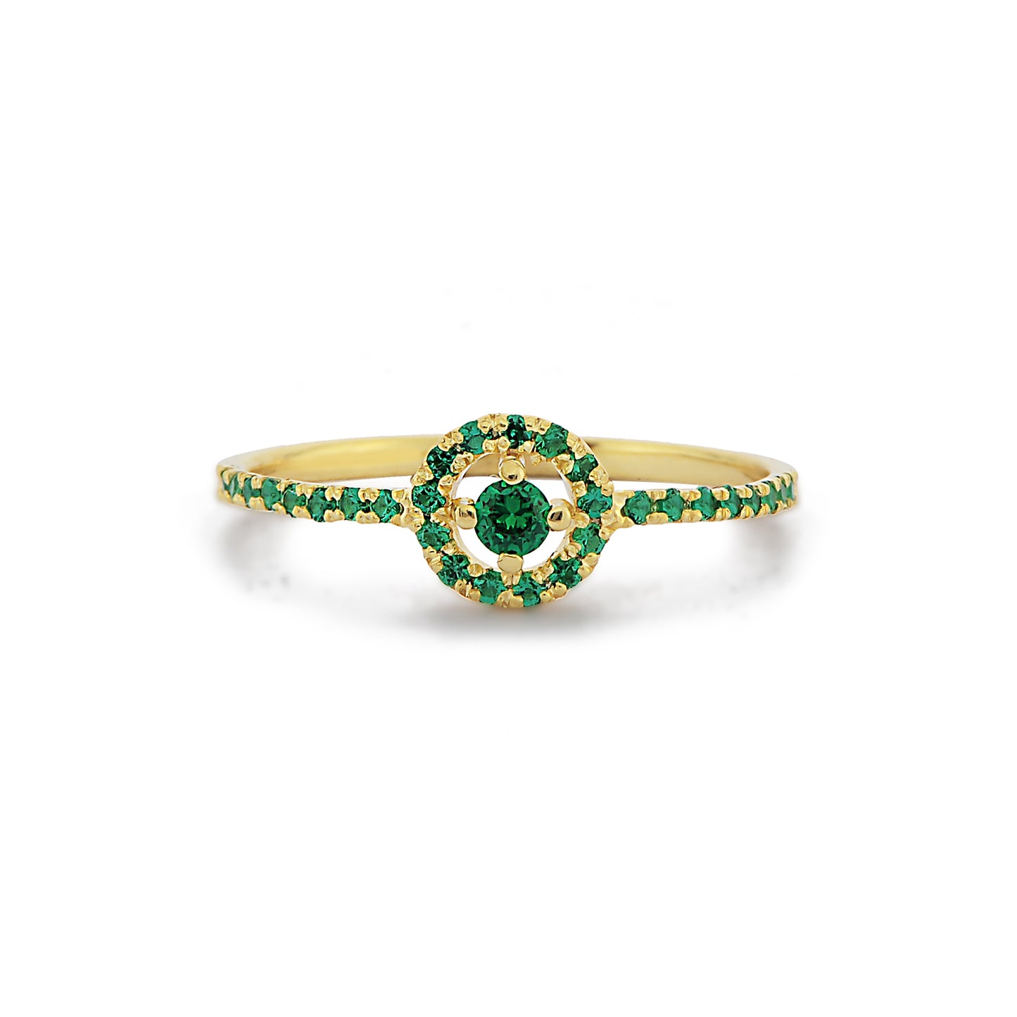 Cluster Emerald Gold Ring / Emerald Band Ring / Emerald Minimalist Solitaire Ring / Handmade 14k 18k Solid Gold Stackable Ring