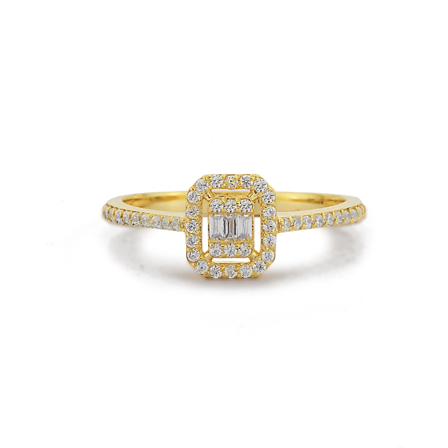 Stokbrood Cluster Kleine Diamanten Trouwring, Stokbrood En Ronde Gemengde Ring, Vierkante 14k Gouden Stapelbare Ring