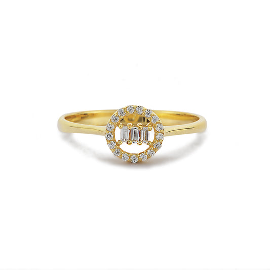 Stokbrood Cluster Diamanten Trouwring, Handgemaakte 14k Massief Gouden En Ronde Cocktailring