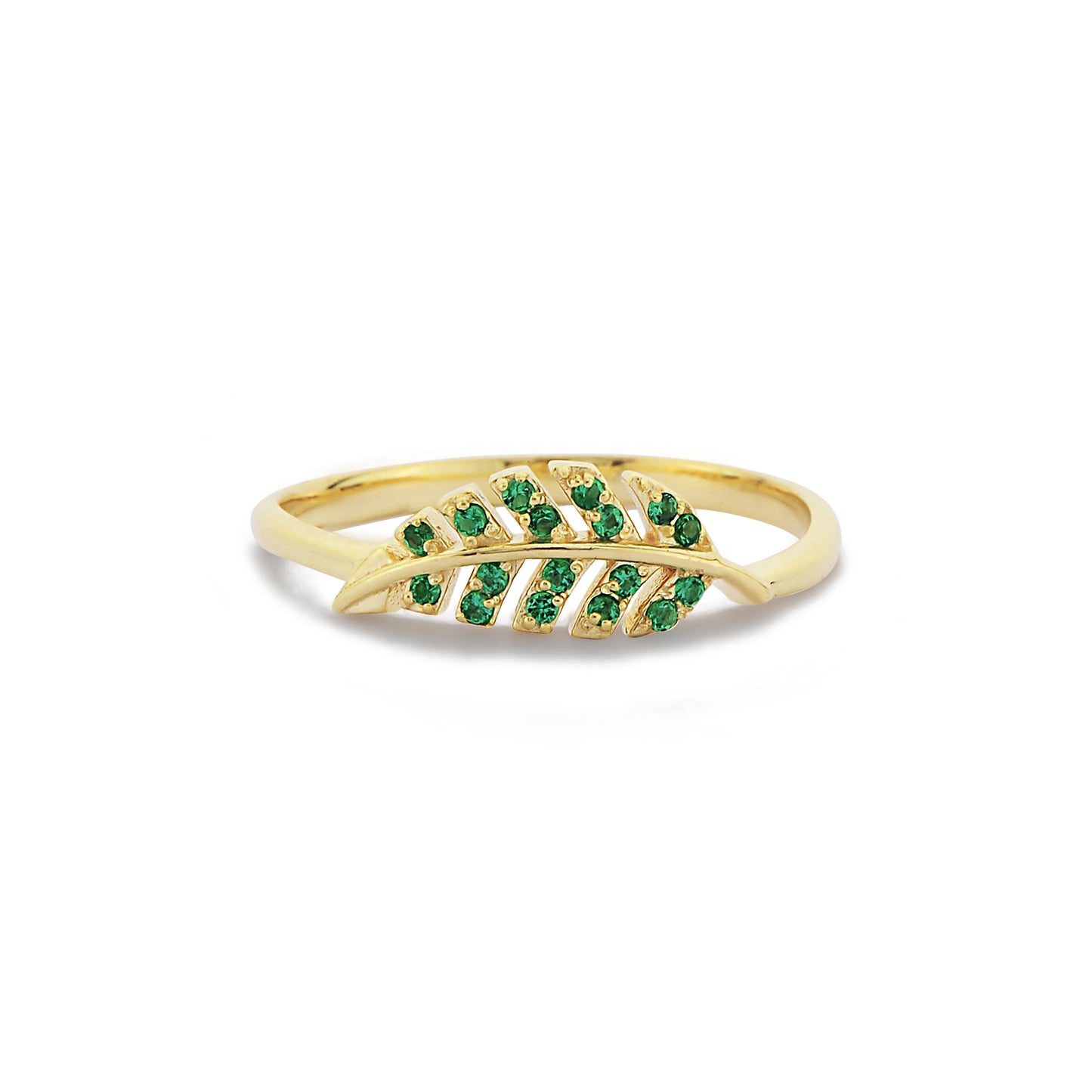 Bladvormige Groene Smaragd Diamanten Ring