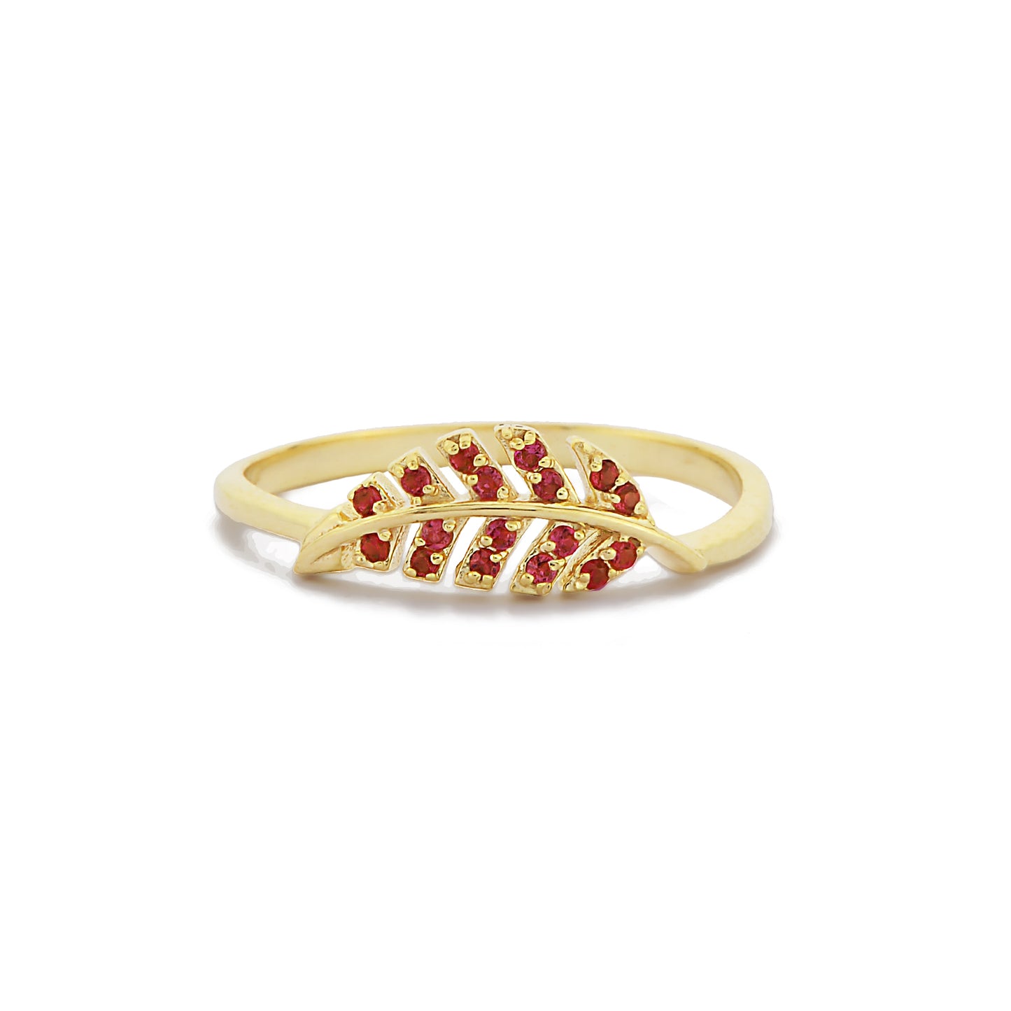 Bladvormige Rode Robijn Diamanten Ring