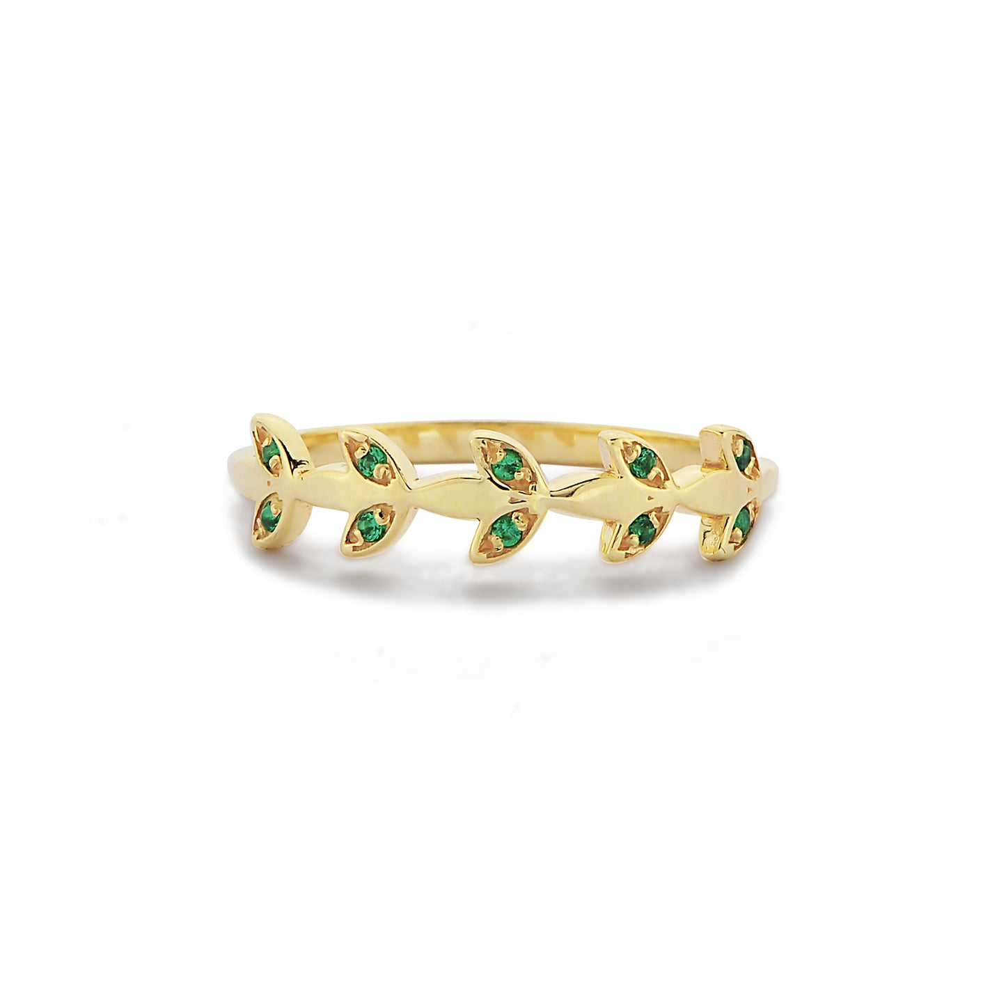 De Vliegende Vlinderring, Handgemaakte 14k 18k Massief Gouden Vleugelvormige Ring Met Groene Smaragd Diamanten Halve Eeuwigheid