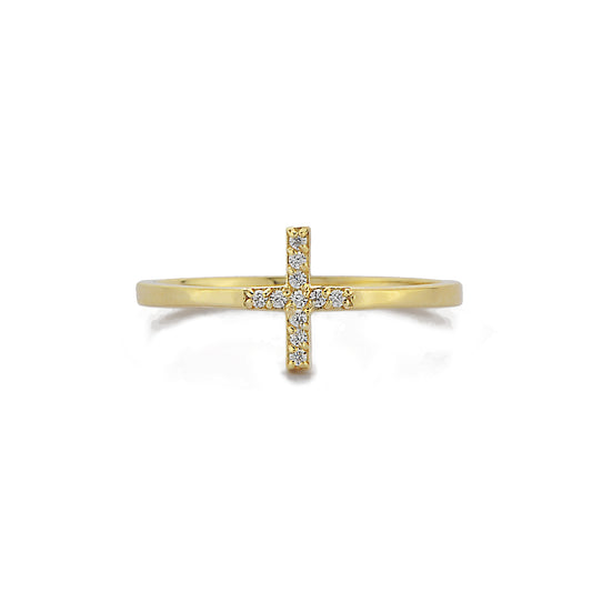 Kruis Wit Diamanten Gouden Ring