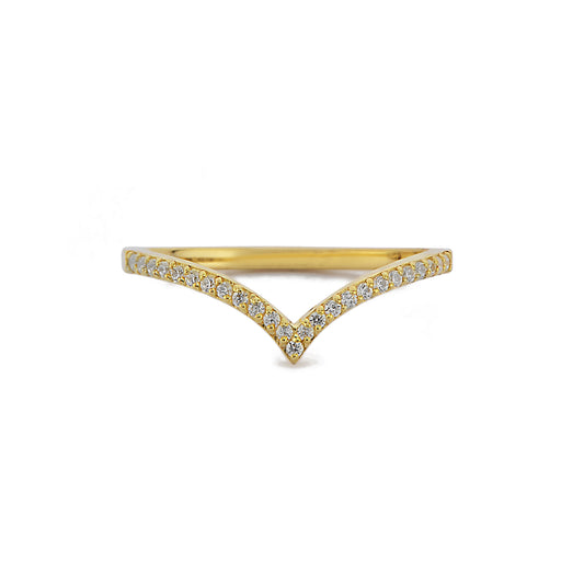 Chevron Wit Diamanten Gouden Dames Ring