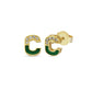 Eerste C Letter Oorbel, Emaille Diamant C Letter Oorbel, Handgemaakte 14k en 18k Massief Gouden Oorbel Voor Valentijnsdag