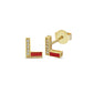 Eerste L Letter Oorbel, Emaille Diamant L Letter Oorbel, Handgemaakte 14k en 18k Massief Gouden Oorbel Voor Valentijnsdag