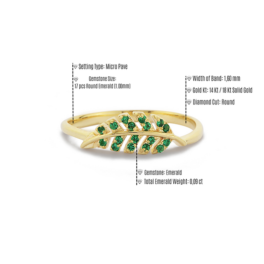 Bladvormige Groene Smaragd Diamanten Ring