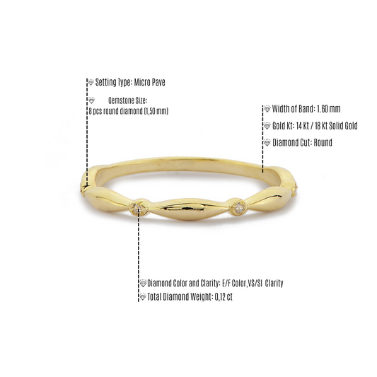 Bandring Minimalistische Diamanten Sierlijke Gouden Ring