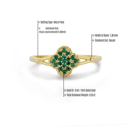 Klaver Gouden Diamanten Ring
