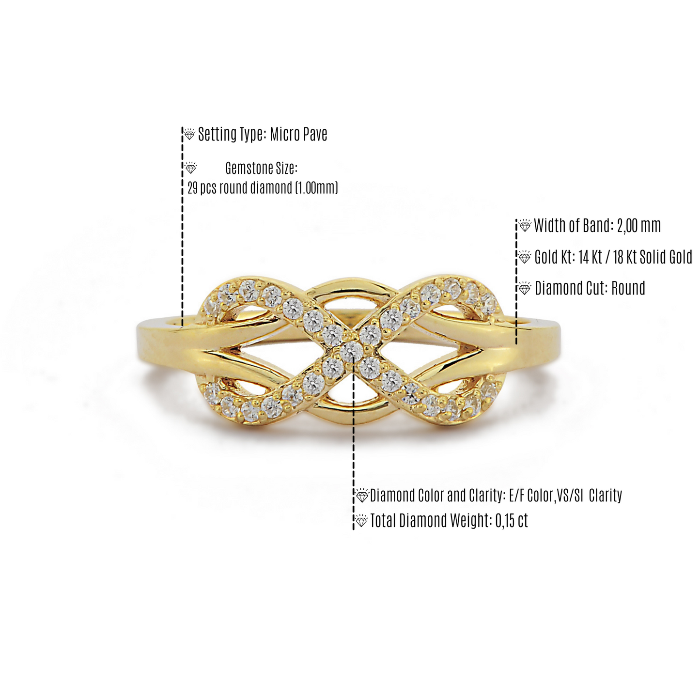 Oneindigheid Diamanten Gouden Dames Ring