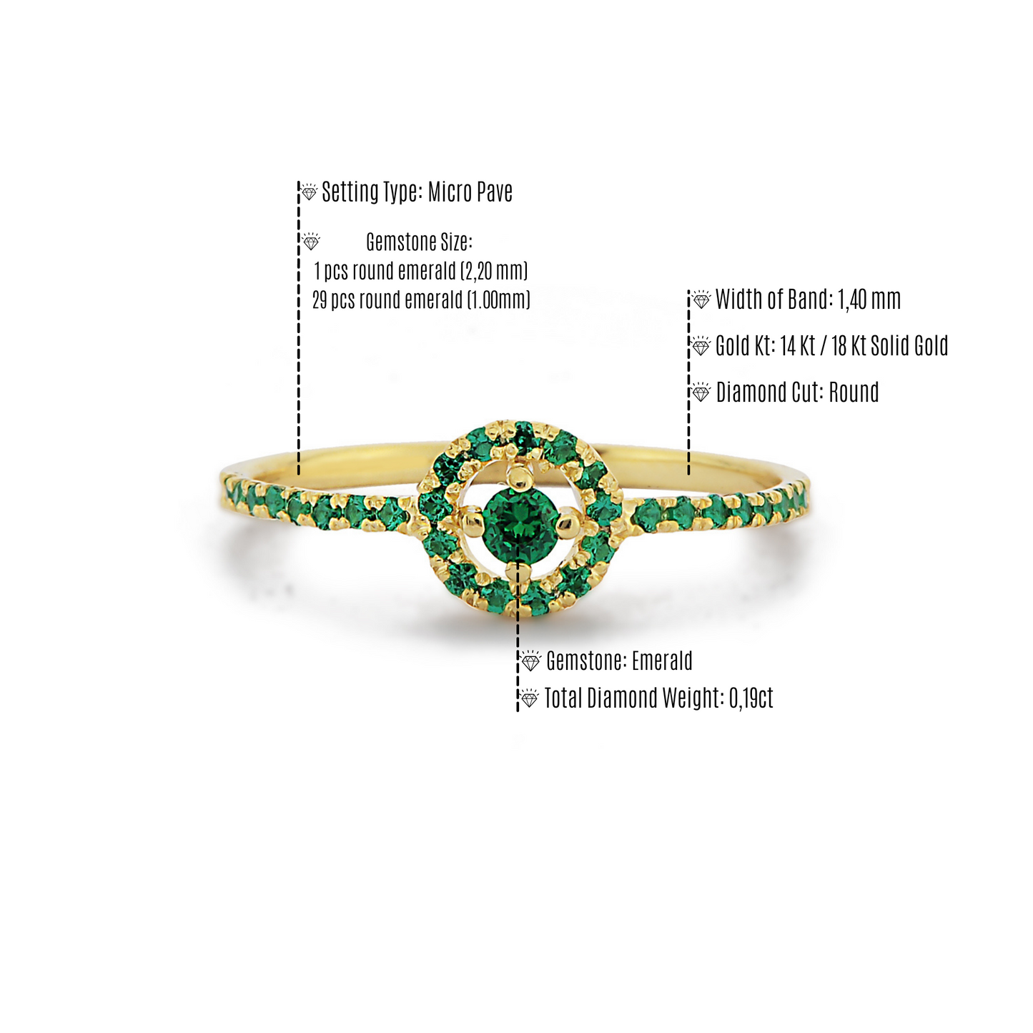 Cluster Emerald Gold Ring / Emerald Band Ring / Emerald Minimalist Solitaire Ring / Handmade 14k 18k Solid Gold Stackable Ring