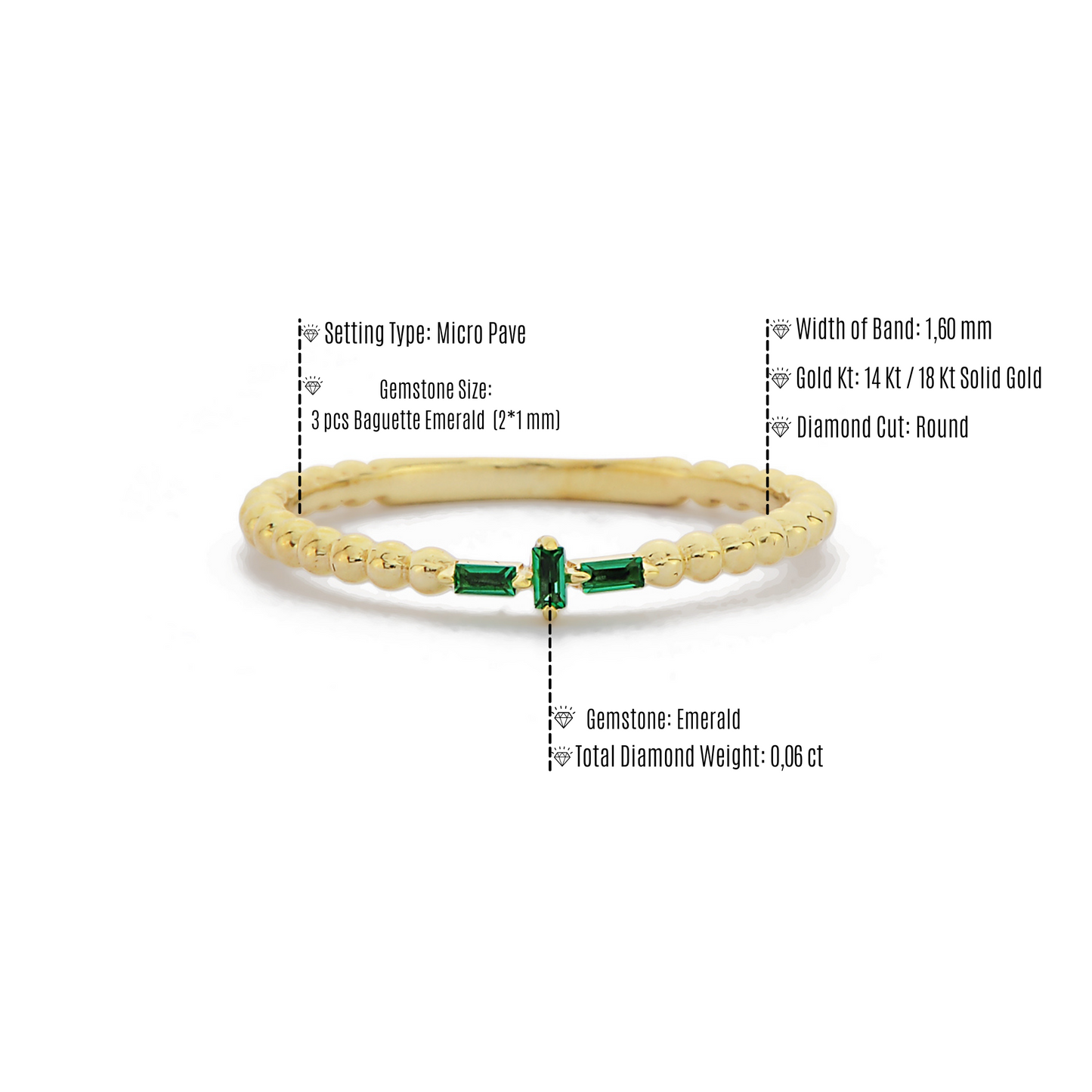 Smaragd Kralen Symbolische Kruis Trouwring Ring, Handgemaakte 14k Massief Gouden Minimalistische Kruis Cluster Ring