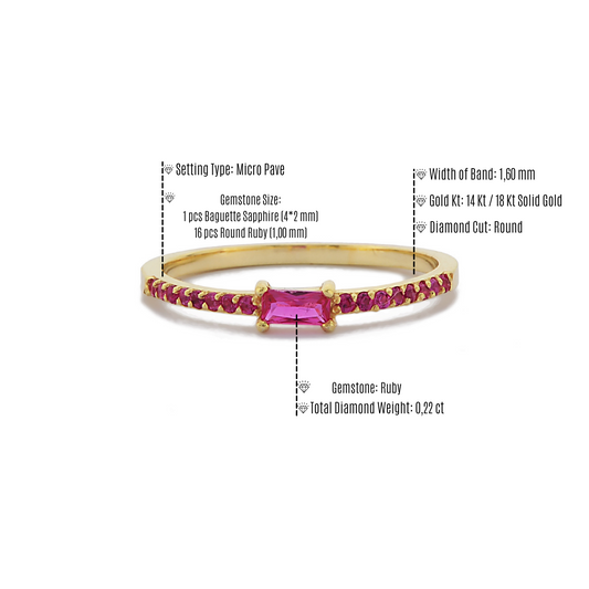 Stokbrood en Ronde Cluster Rode Robijn Ring Voor Verloving, Handgemaakte Halve Eeuwigheid Rode Robijn 14k Massief Gouden Ring