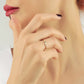 Zonvormige Trio Witte Diamanten Ring Voor Valentijnsdag Geschenk, Handgemaakte 14k 18k Massief Gouden Gebogen Zonsopgang Band Ring