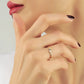 Zonvormige Trio Witte Diamanten Ring Voor Valentijnsdag Geschenk, Handgemaakte 14k 18k Massief Gouden Gebogen Zonsopgang Band Ring