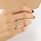Zonvormige Trio Witte Diamanten Ring Voor Valentijnsdag Geschenk, Handgemaakte 14k 18k Massief Gouden Gebogen Zonsopgang Band Ring