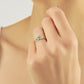 Driehoekige Emailring, Moderne Gepersonaliseerde Gebogen Cluster Blauwe Saffier Diamanten Ring, Handgemaakte 14k en 18k Massief Gouden Ring
