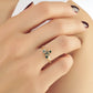 Driehoekig Emailring Zwart Diamanten Gouden Dames Ring