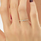 Stokbrood en ronde cluster diamanten gouden ring voor Valentijn, halve eeuwigheid handgemaakte 14k massief gouden ring