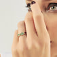 Honingraat Emaille Groene Smaragd Diamanten Ring, Handgemaakte Zeshoekige Gebogen Custom Design Ring Voor Trouwdag