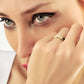 Honingraat Emaille Witte Diamanten Ring, Handgemaakte Zeshoekige Gebogen Custom Design Ring Voor Trouwdag
