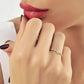 Kralen Band Stokbrood Diamanten Verlovingsring, Minimalistische 14k Massief Gouden Ring, Kleine Diamanten Trouwring