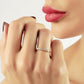 Cluster Zig Zag Ring / Baguette and Round Diamond Cocktail Ring / Half Eternity Ring / Handmade 14k 18k Solid Gold Stackable Ring