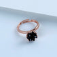 ZILVEREN LOTUS RING ZWART ZIRKONIA