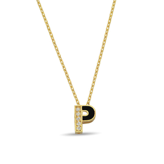 P Letter Diamanten Ketting Handgemaakte 14k en 18k Massief Gouden Hanger