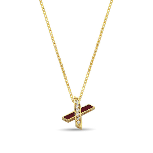 X Letter Diamanten Ketting Handgemaakte 14k en 18k Massief Gouden Hanger