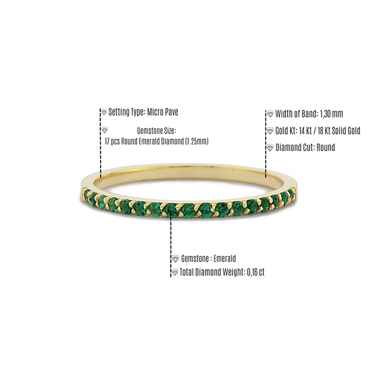 1,30 mm Groene Smaragd  Minimalistische Gouden Dames Ring