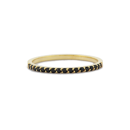 1,30 mm Zwarte Diamanten Minimalistische Gouden Dames Ring