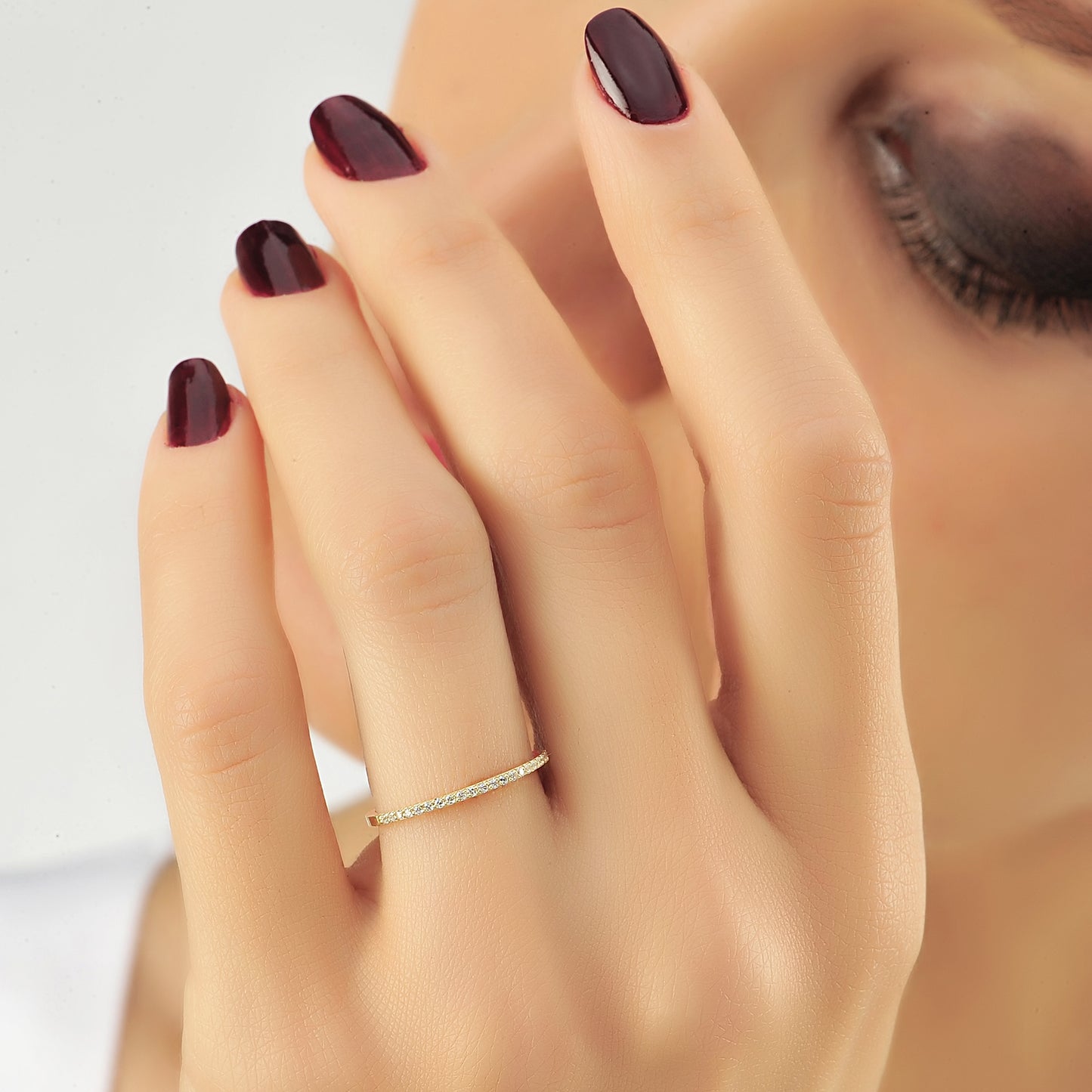 1,10 mm Witte Diamanten Band Minimalistische Gouden Dames Ring