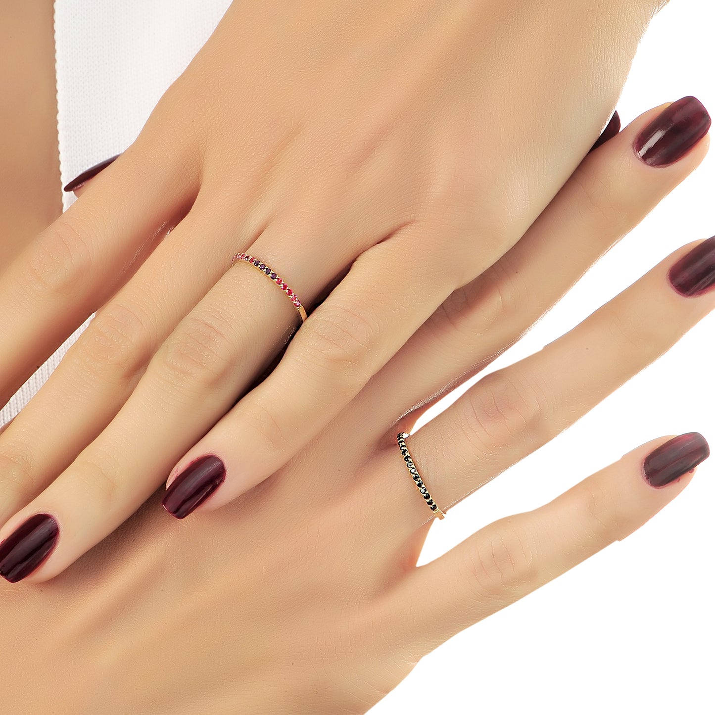 1,30 mm Zwarte Diamanten Minimalistische Gouden Dames Ring